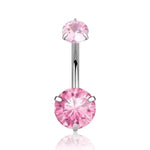 Pink gemstone belly ring.
