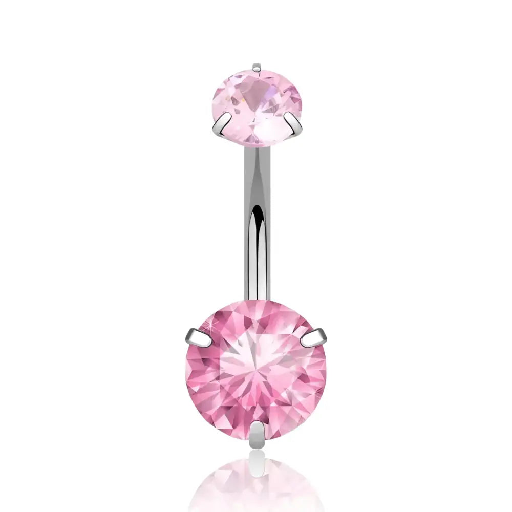 Pink gemstone belly ring.