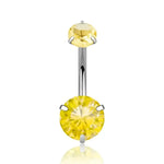 Yellow gemstone belly button ring.