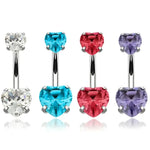 Four heart-shaped belly button rings.