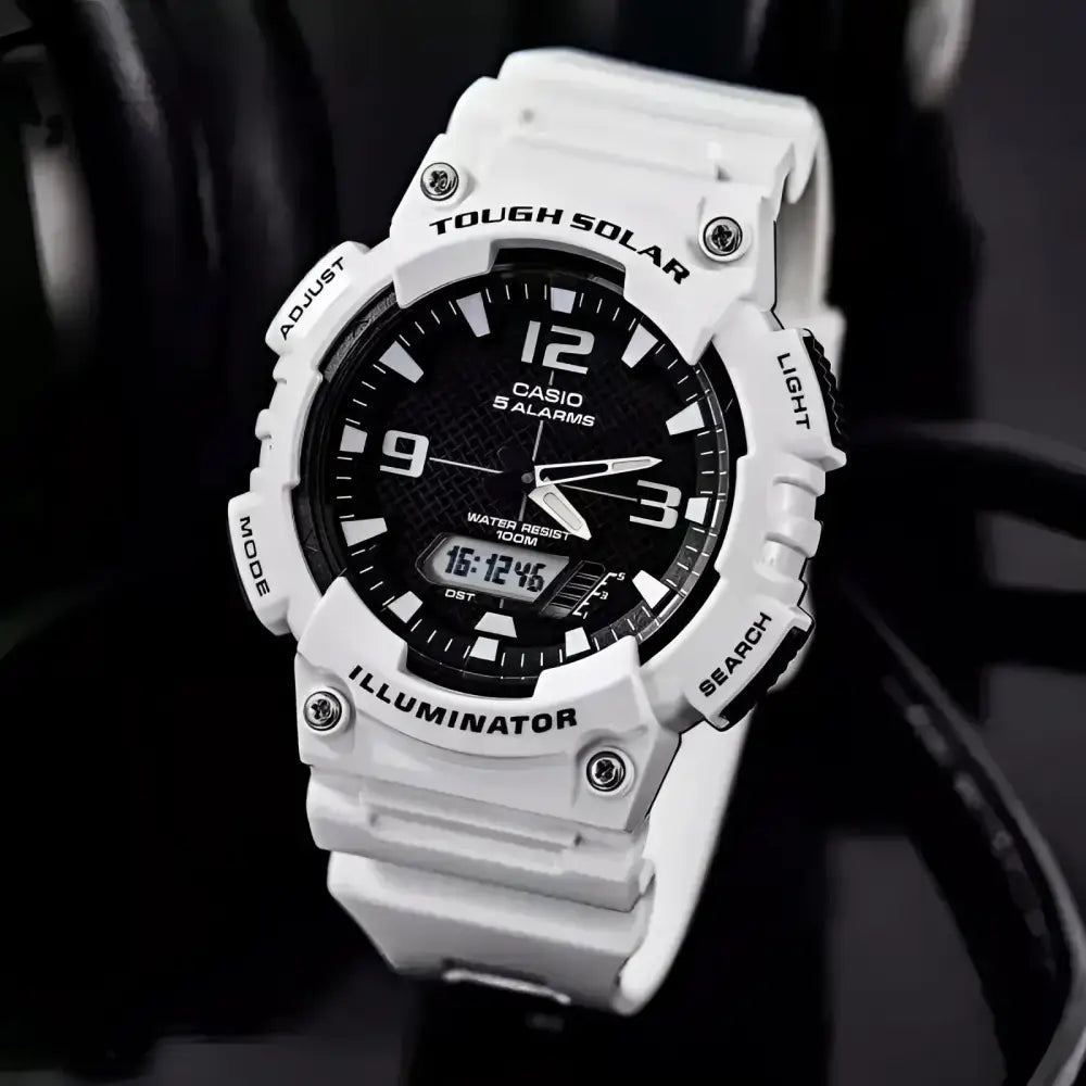 White Casio Tough Solar watch shown in White G-Shock Casio Sport Watch accessory image