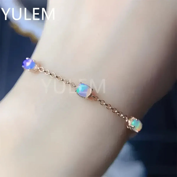 Rose gold opal bracelet.
