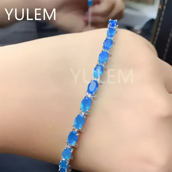 Blue gemstone bracelet.