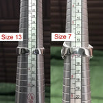Two rings on ring sizers.