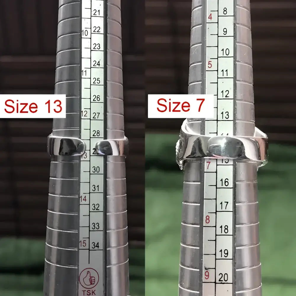 Two rings on ring sizers.