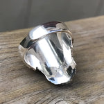 Shiny silver ring.